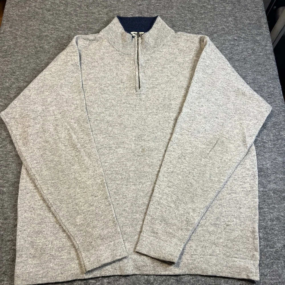 Mountain Khakis Lodge Sweater Mens XLarge Grey 1/4 Zip Merino Wool Ready To Wear